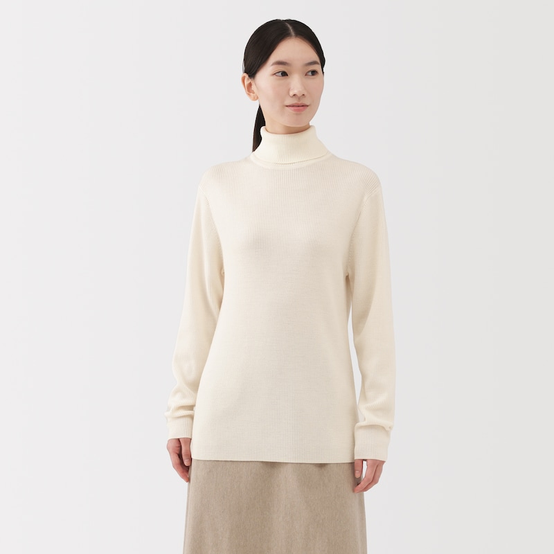 紳士　洗えるウールリブタートルネックセーター