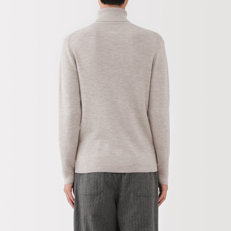 紳士　洗えるウールリブタートルネックセーター