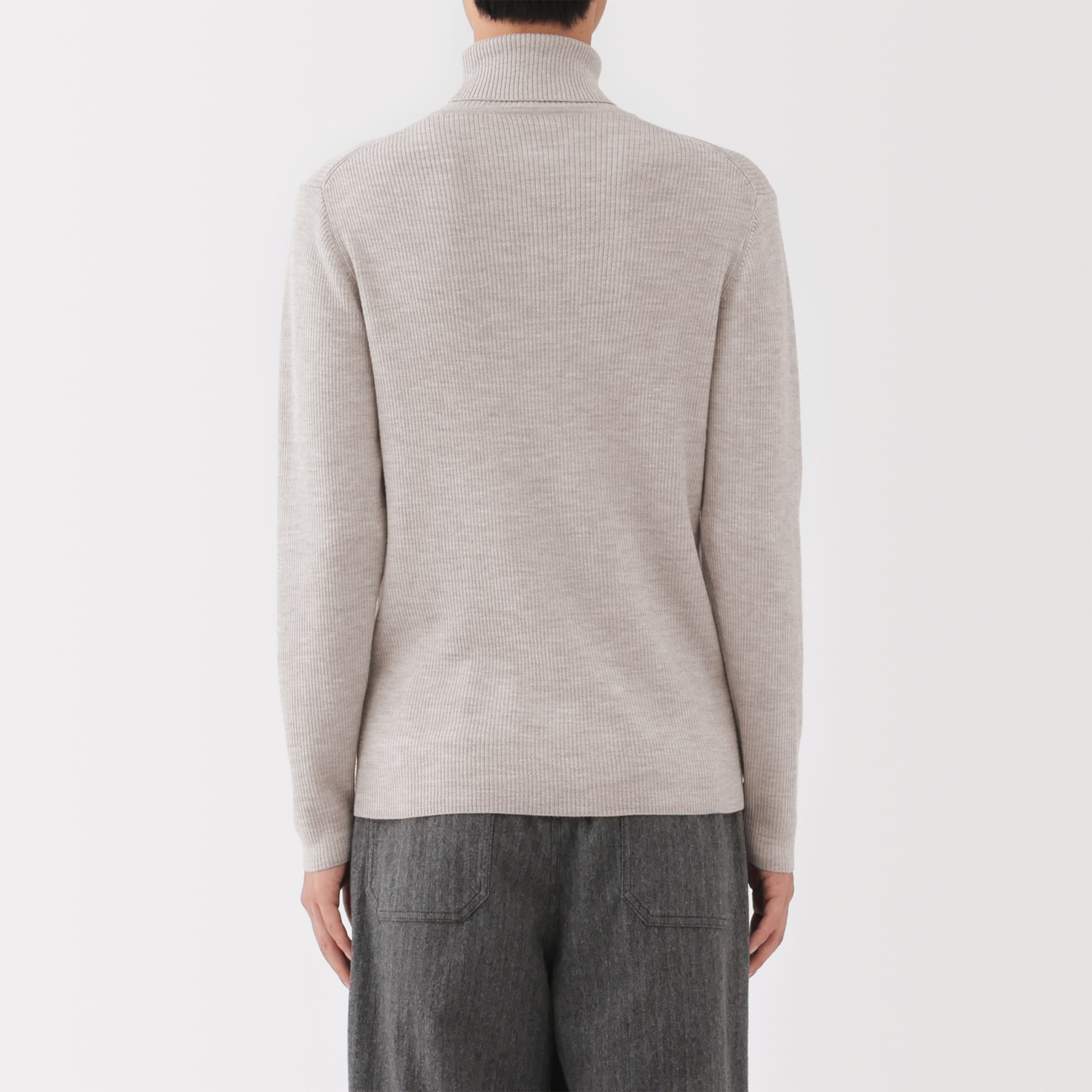 紳士　洗えるウールリブタートルネックセーター