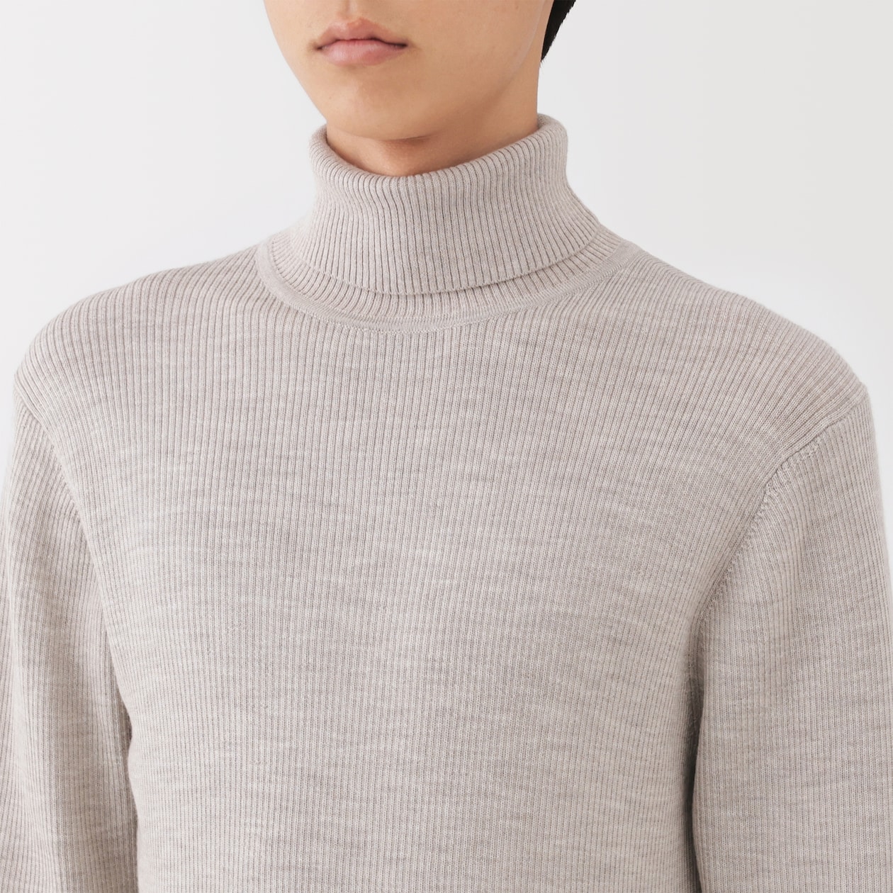 紳士　洗えるウールリブタートルネックセーター