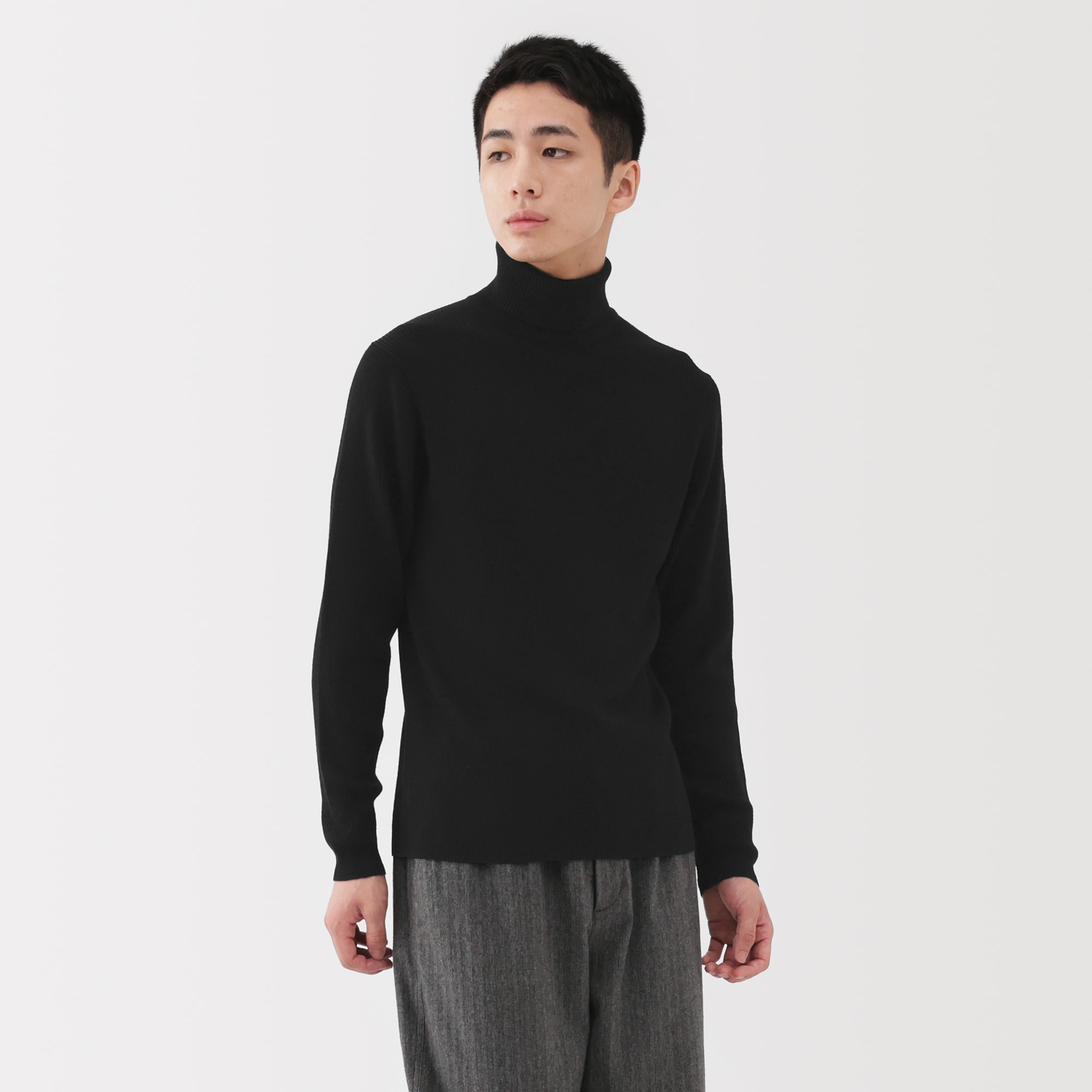 紳士 洗えるウールリブタートルネックセーター | 無印良品