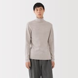 紳士　洗えるウールリブタートルネックセーター