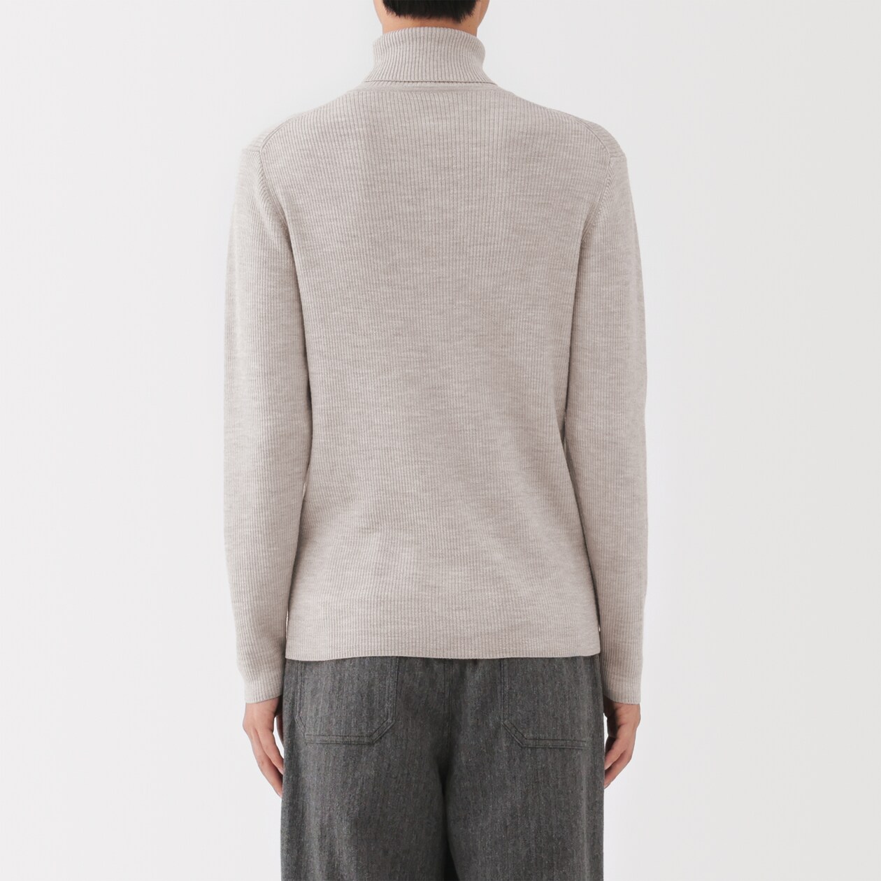 紳士　洗えるウールリブタートルネックセーター