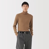 紳士　洗えるウールリブタートルネックセーター