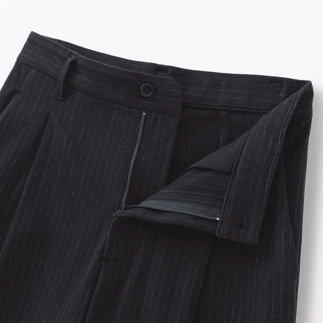 婦人　縦横ストレッチ起毛　タックワイドパンツ