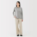 婦人　洗いざらし　ヘリンボーンベイカーストレートパンツ