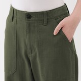 婦人　洗いざらし　ヘリンボーンベイカーストレートパンツ