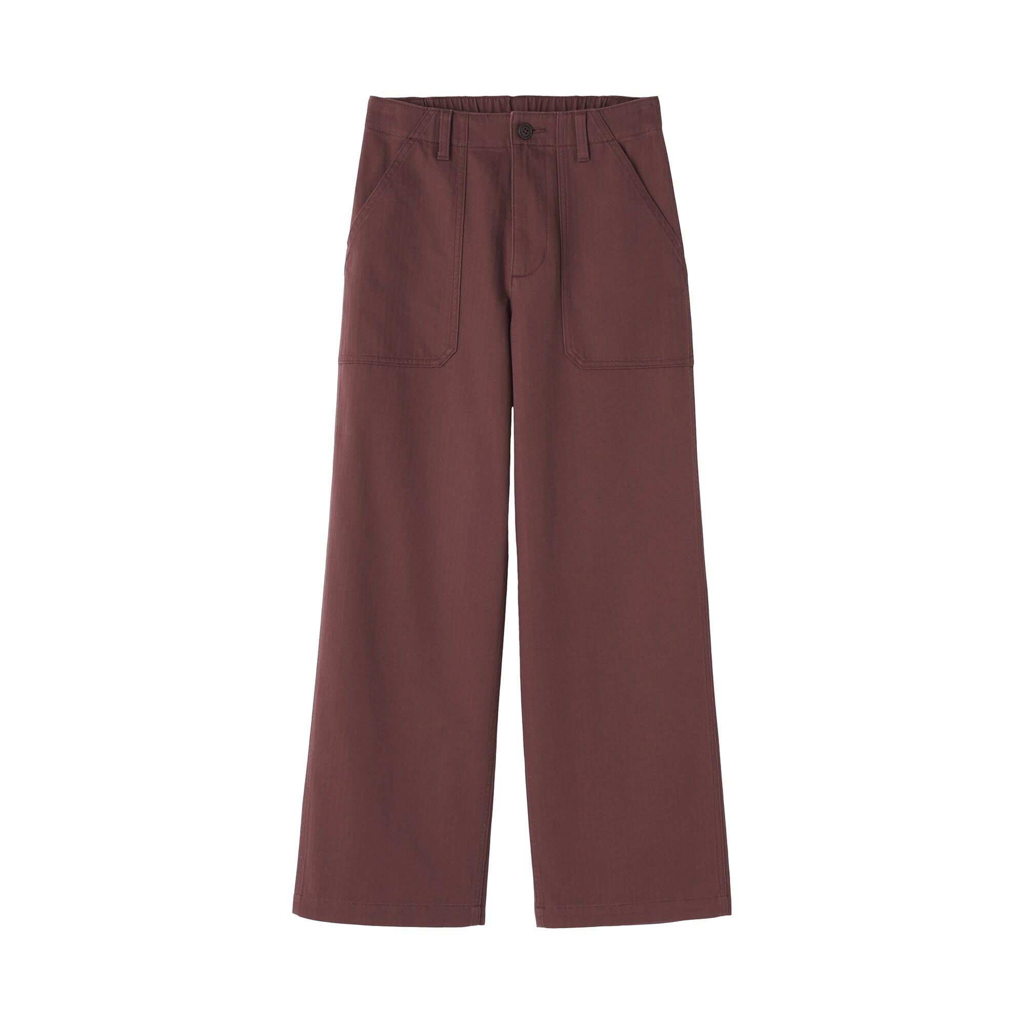 婦人　洗いざらし　ヘリンボーンベイカーストレートパンツ