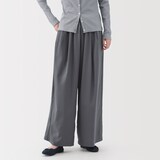 婦人　なめらか　リヨセル混イージーワイドパンツ