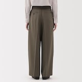 婦人　撥水ストレッチ　タックストレートパンツ