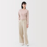 婦人　撥水ストレッチ　タックストレートパンツ