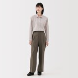 婦人　撥水ストレッチ　タックストレートパンツ