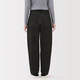 婦人　木の実から作ったカポック混　デニムバレルパンツ　黒