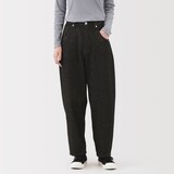 婦人　木の実から作ったカポック混　デニムバレルパンツ　黒