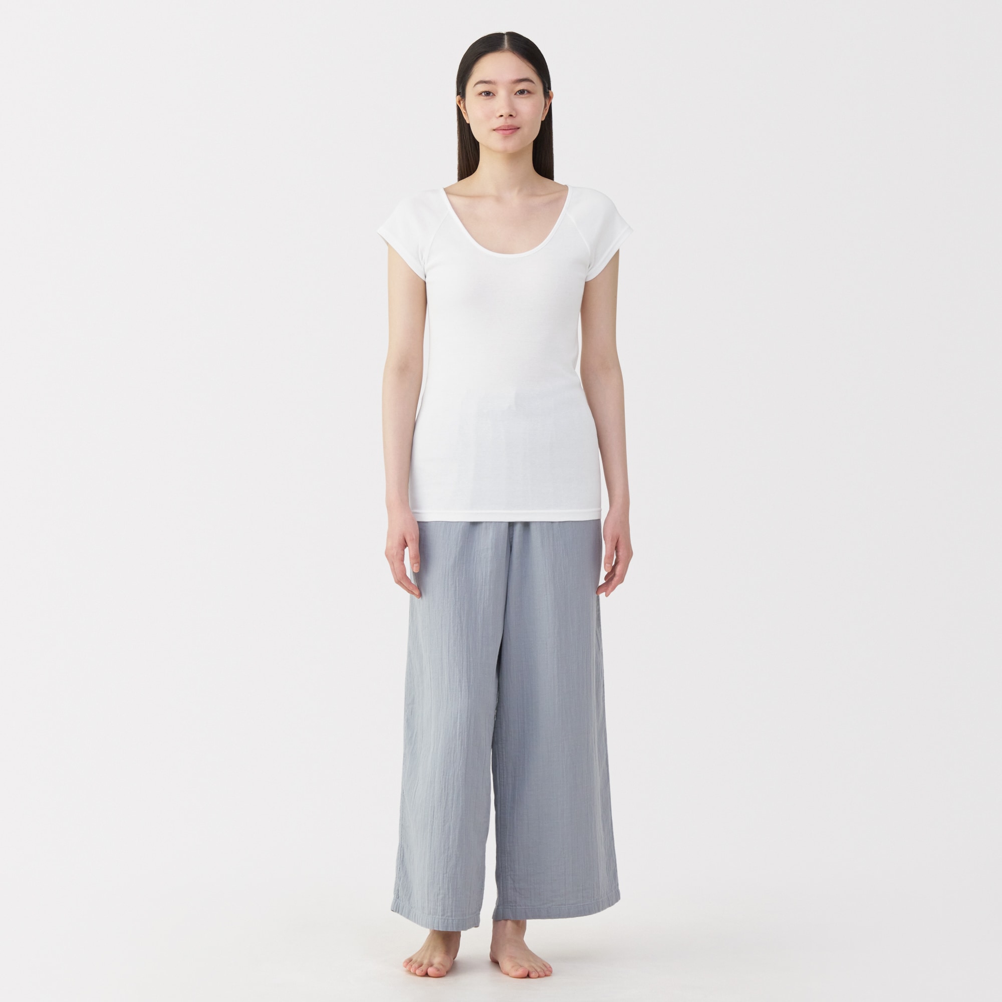 婦人 フライス編みフレンチスリーブTシャツ | 無印良品
