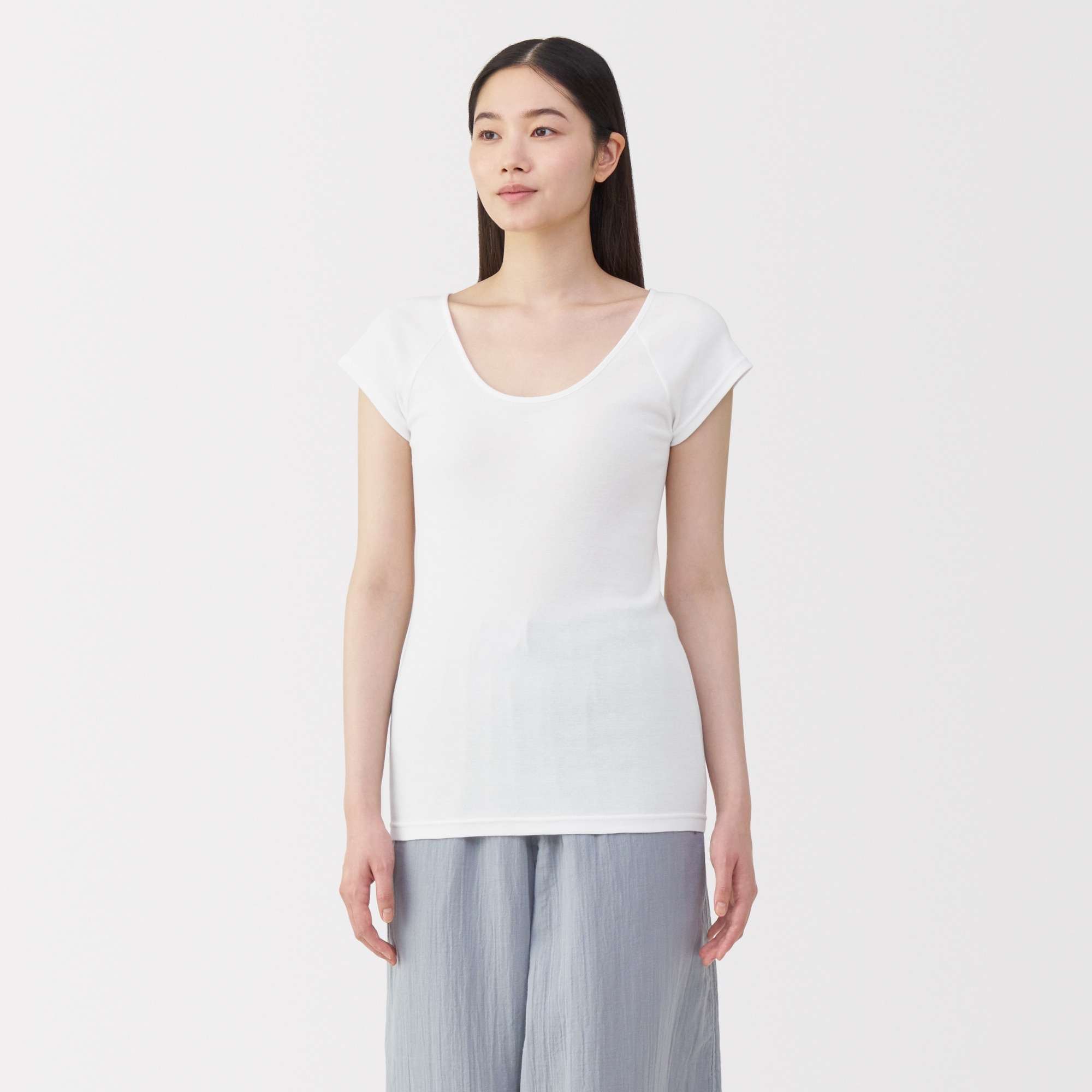 婦人　フライス編みフレンチスリーブＴシャツ | 無印良品