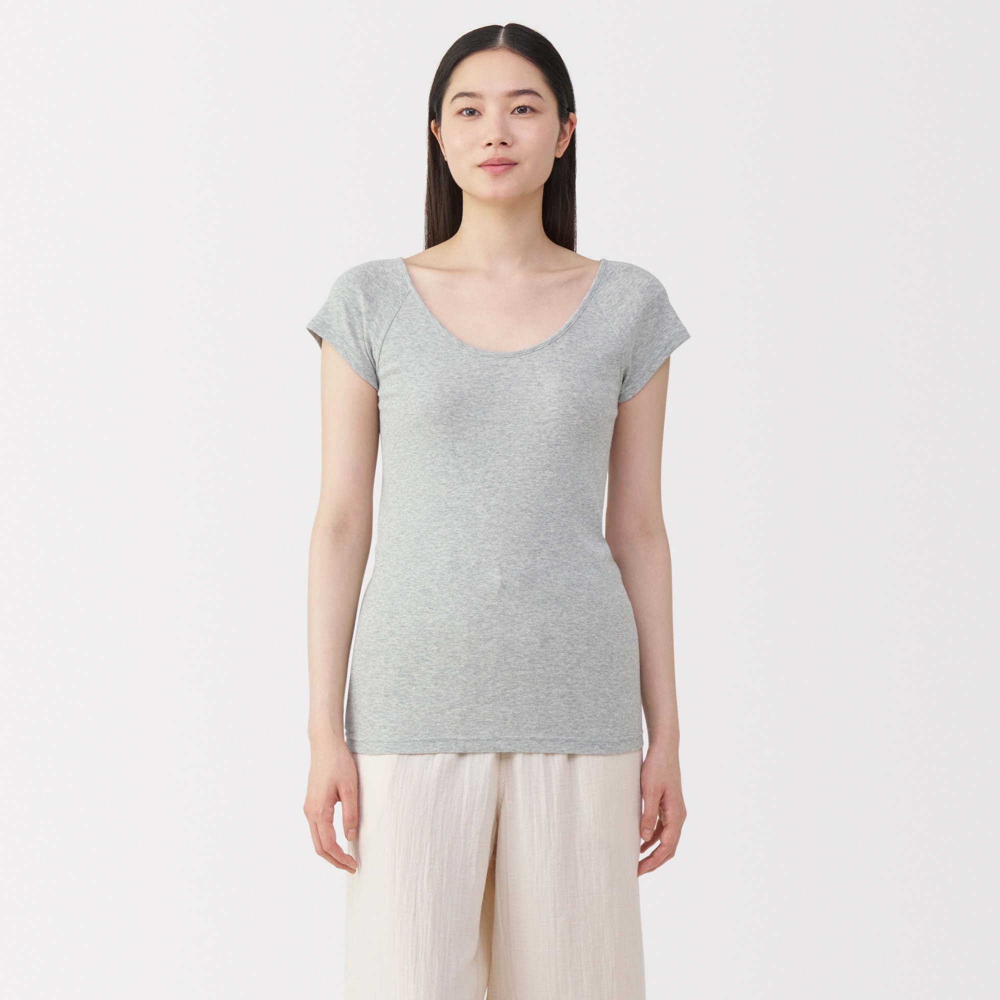 婦人　フライス編みフレンチスリーブＴシャツ