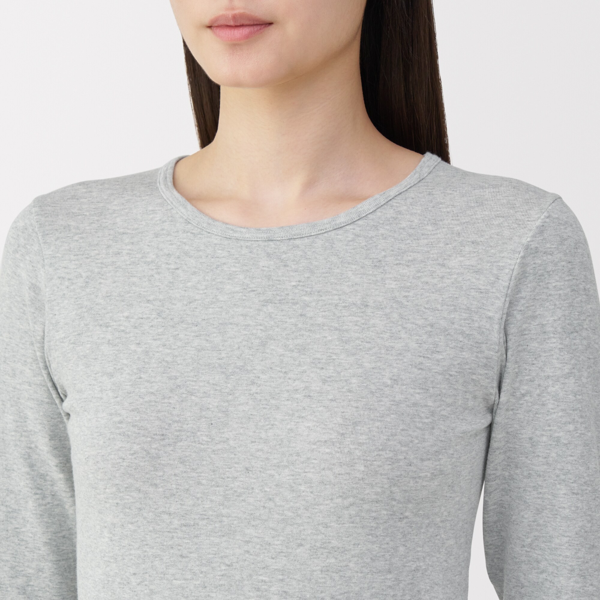 婦人　フライス編みクルーネック長袖Ｔシャツ