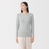 婦人　フライス編みクルーネック長袖Ｔシャツ