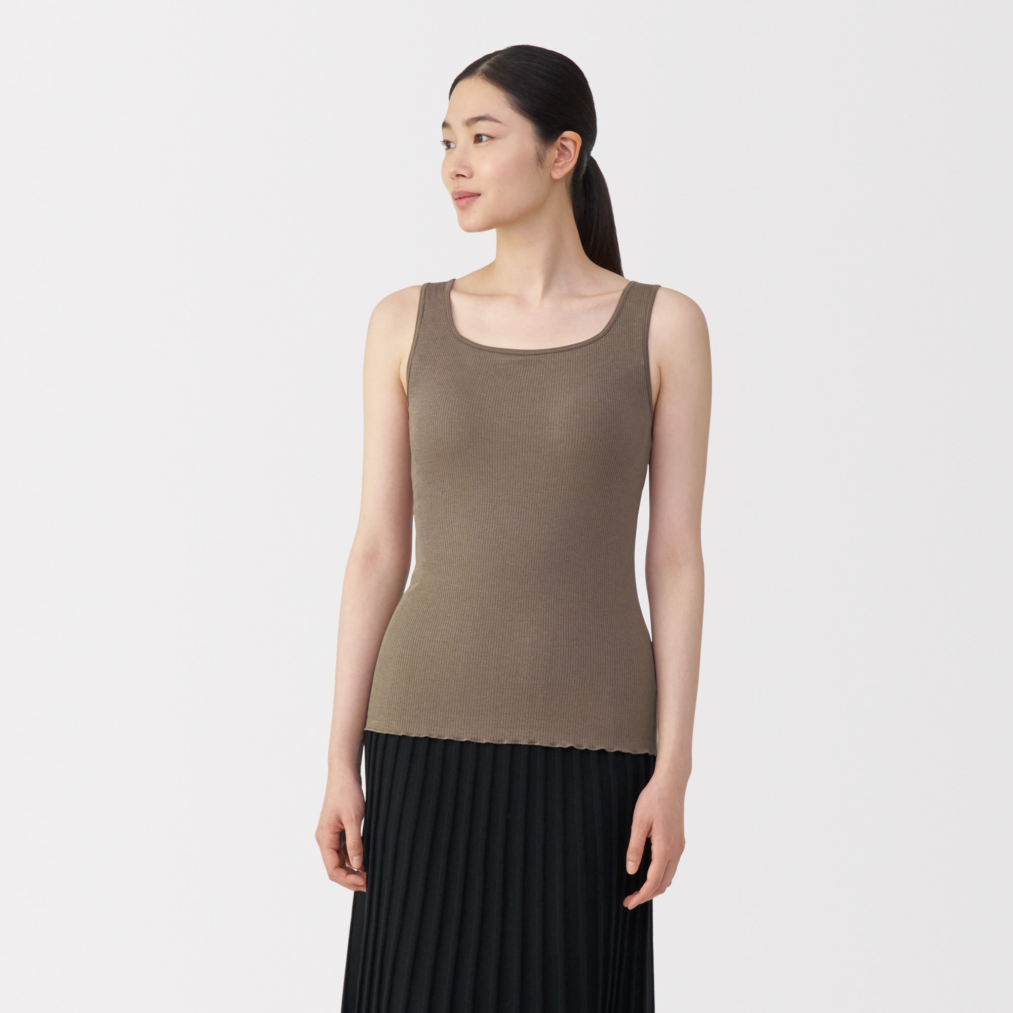 婦人　なめらかリブブラタンクトップ