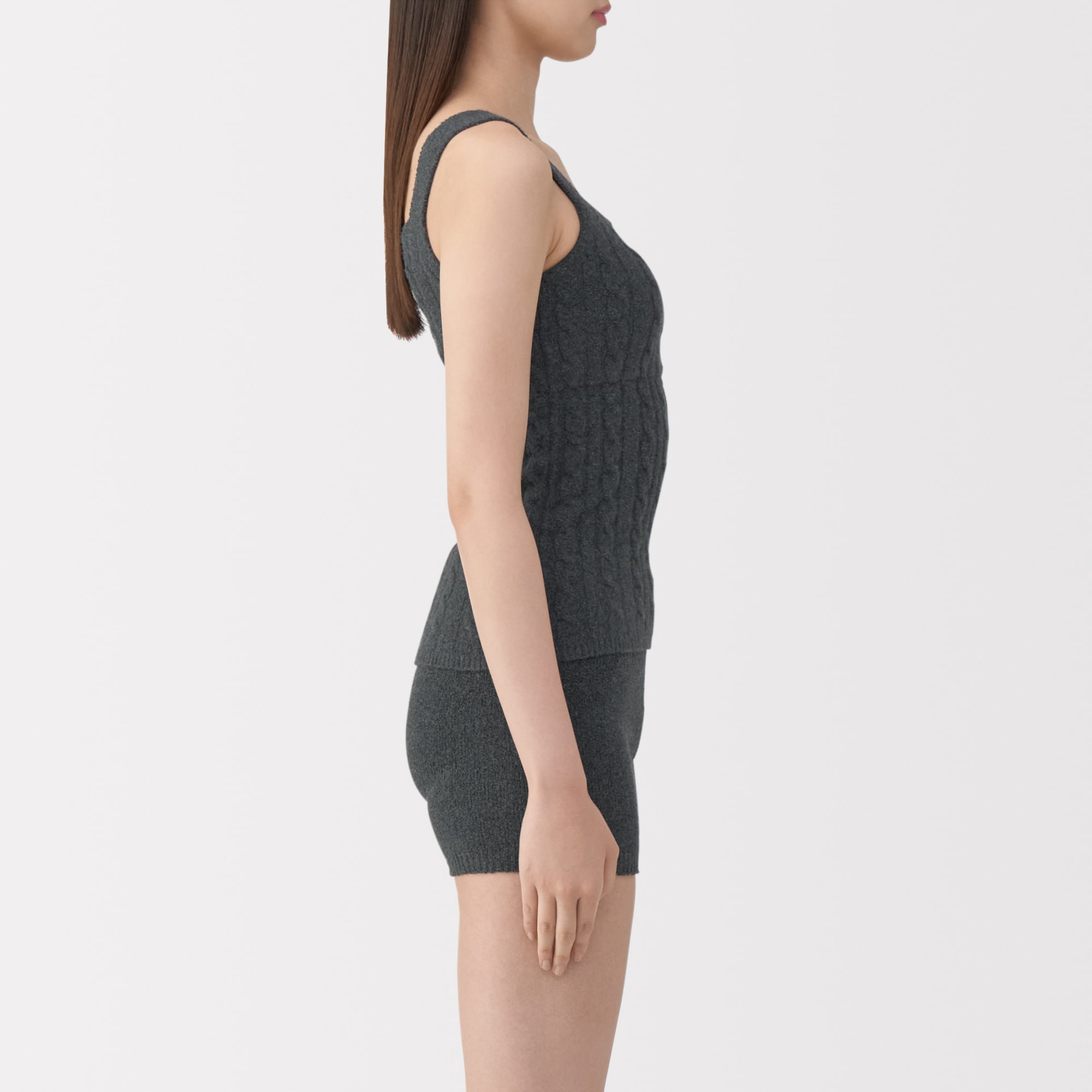 婦人 コットン混もこもこニットブラタンクトップ ケーブル柄 | 無印良品