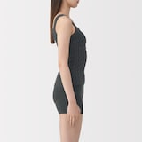 婦人　コットン混もこもこニットブラタンクトップ　ケーブル柄