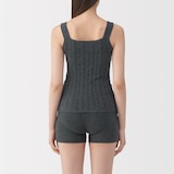 婦人　コットン混もこもこニットブラタンクトップ　ケーブル柄