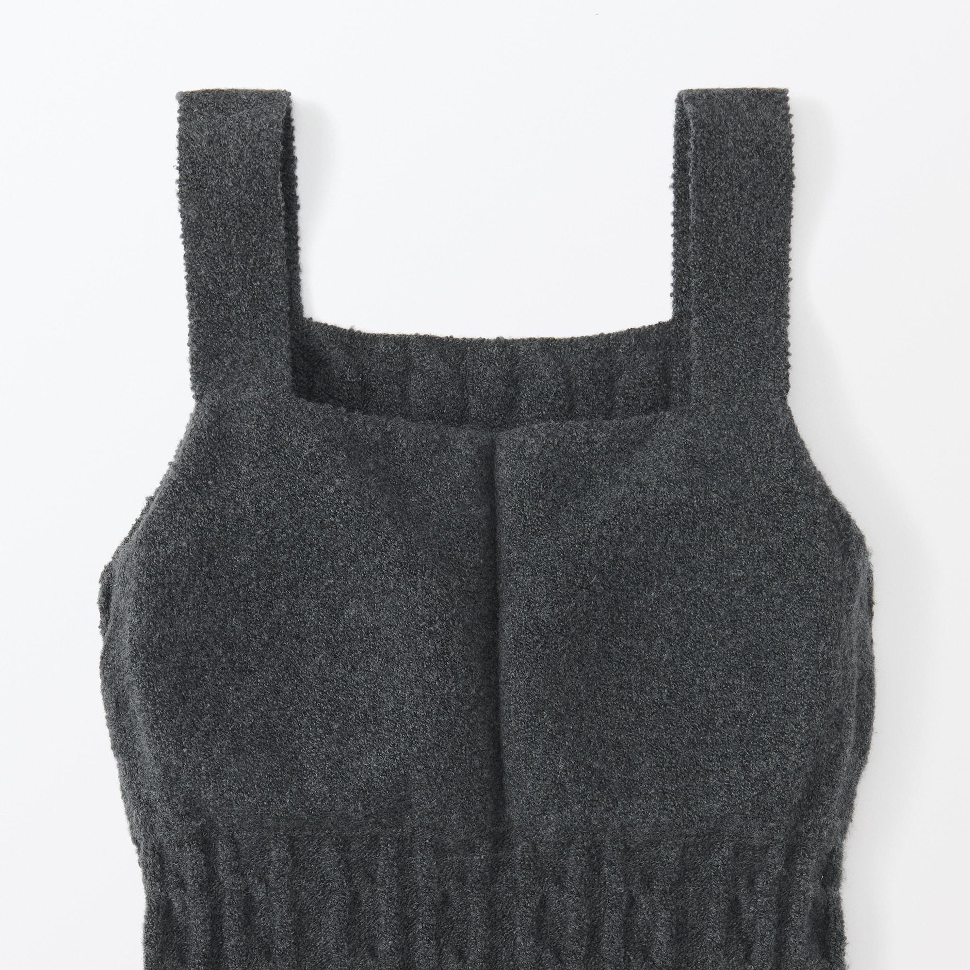 婦人　コットン混もこもこニットブラタンクトップ　ケーブル柄