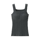 婦人　コットン混もこもこニットブラタンクトップ　ケーブル柄