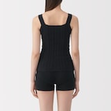 婦人　コットン混もこもこニットブラタンクトップ　ケーブル柄