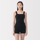 婦人　コットン混もこもこニットブラタンクトップ　ケーブル柄