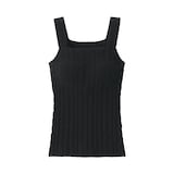 婦人　コットン混もこもこニットブラタンクトップ　ケーブル柄