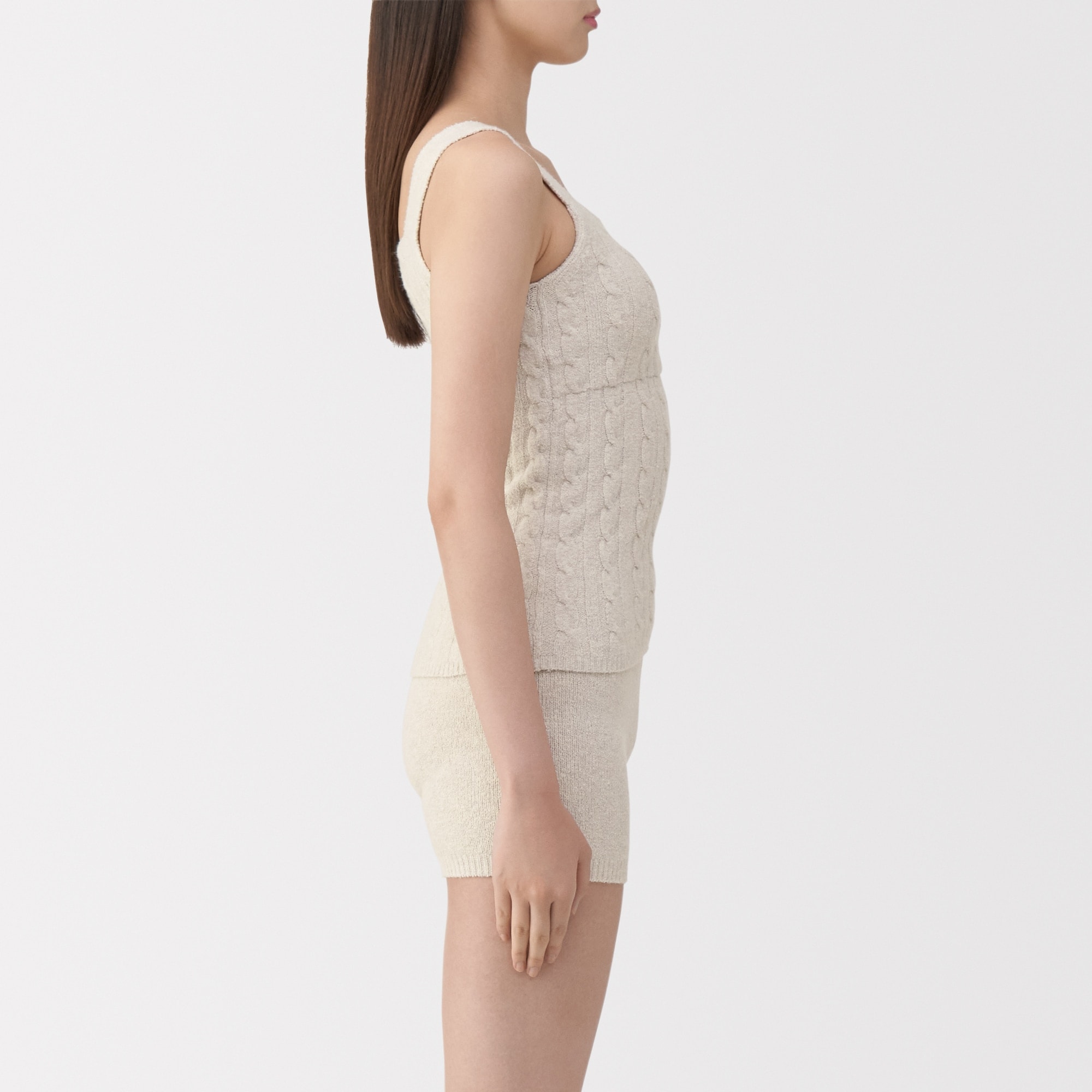 婦人 コットン混もこもこニットブラタンクトップ ケーブル柄 | 無印良品