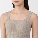 婦人　コットン混もこもこニットブラタンクトップ　ケーブル柄