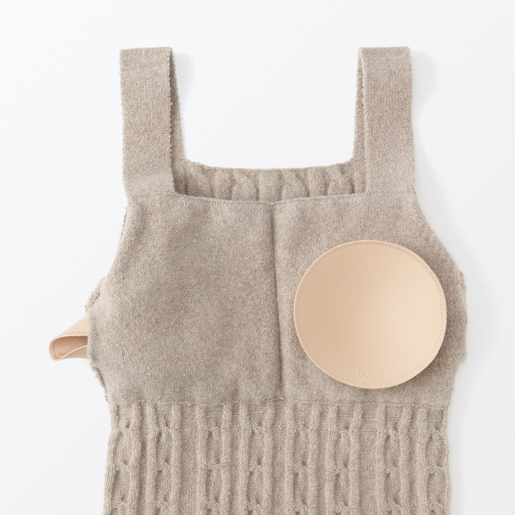 婦人　コットン混もこもこニットブラタンクトップ　ケーブル柄