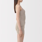 婦人　コットン混もこもこニットブラタンクトップ　ケーブル柄