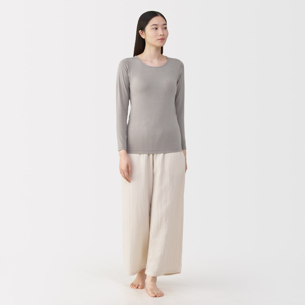 婦人　あったか綿ブラ長袖Ｔシャツ