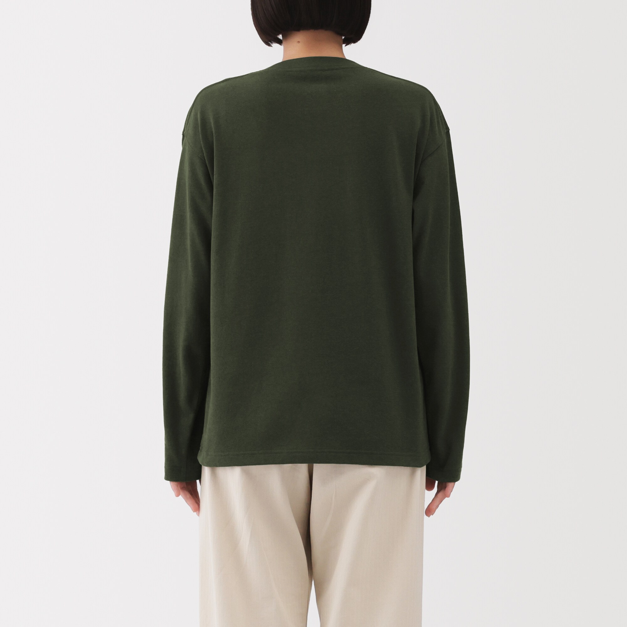 婦人　引き揃え天竺編みクルーネック長袖Ｔシャツ