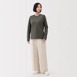 婦人　引き揃え天竺編みクルーネック長袖Ｔシャツ