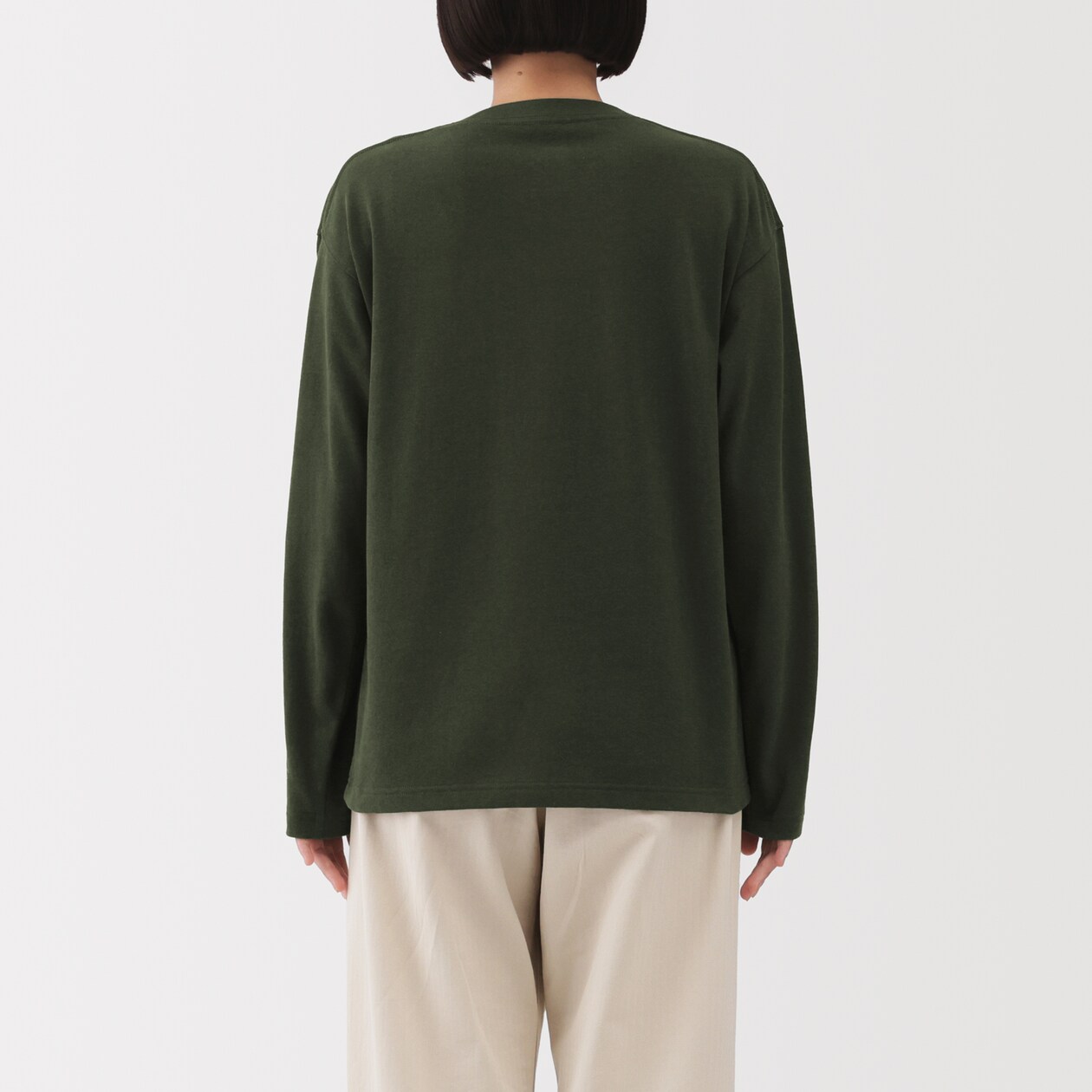 婦人　引き揃え天竺編みクルーネック長袖Ｔシャツ