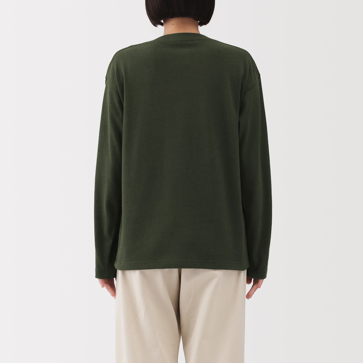 婦人　引き揃え天竺編みクルーネック長袖Ｔシャツ