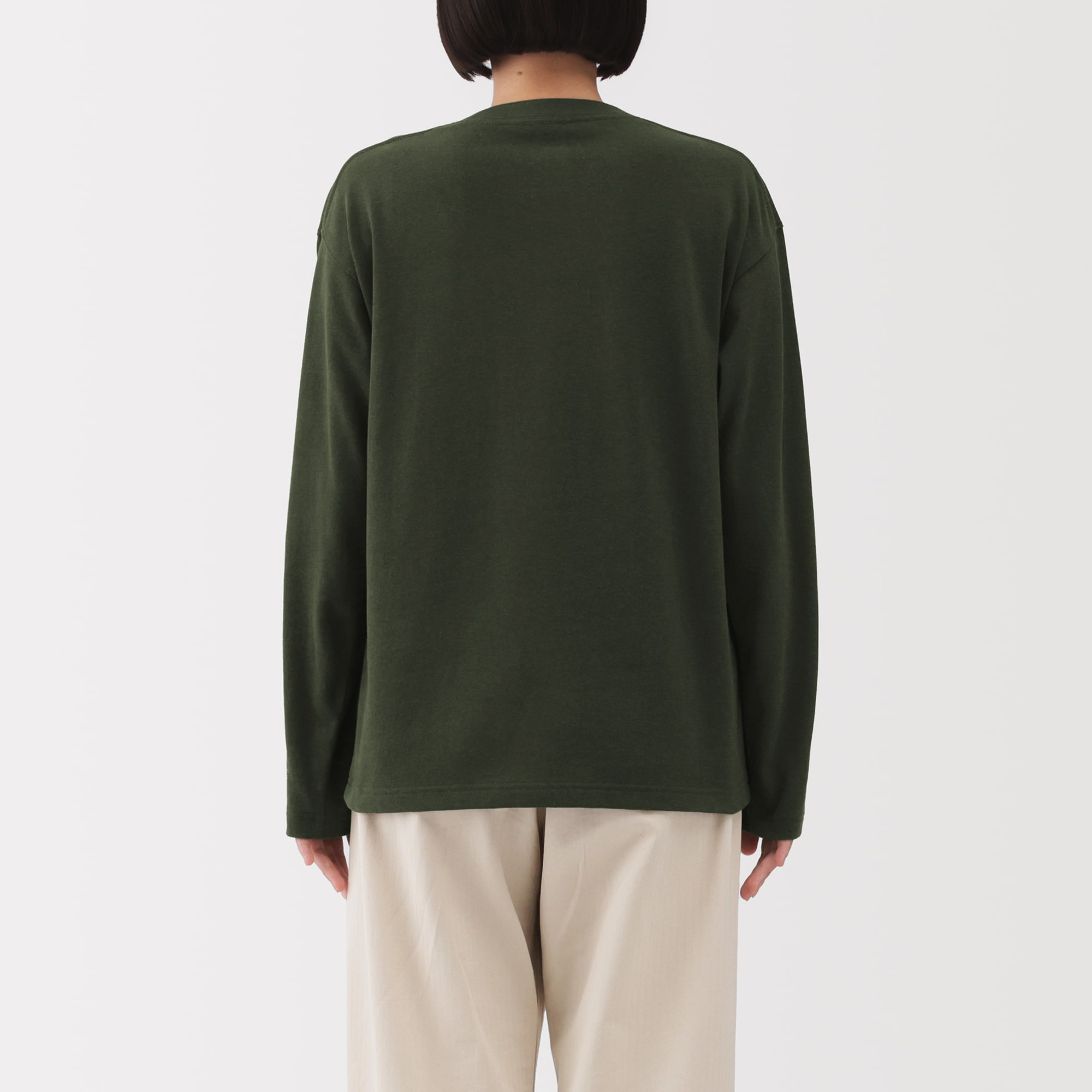 婦人　引き揃え天竺編みクルーネック長袖Ｔシャツ