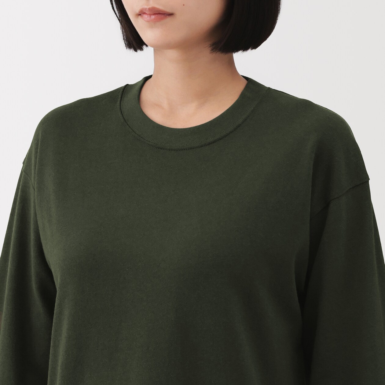 婦人　引き揃え天竺編みクルーネック長袖Ｔシャツ