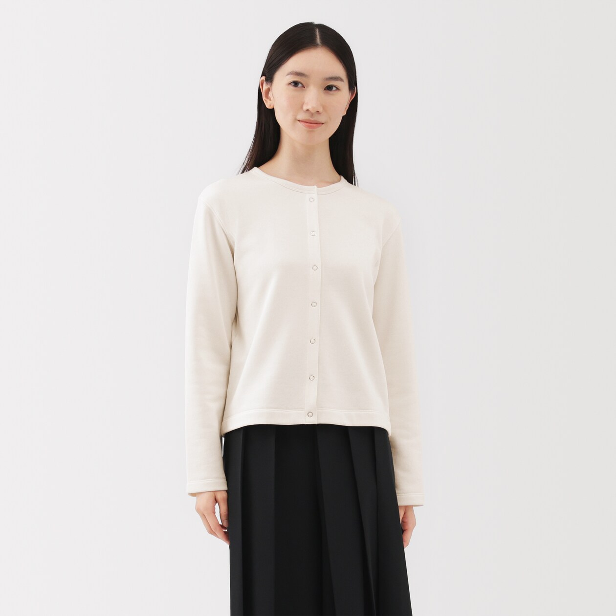婦人　裏毛スウェットカーディガン