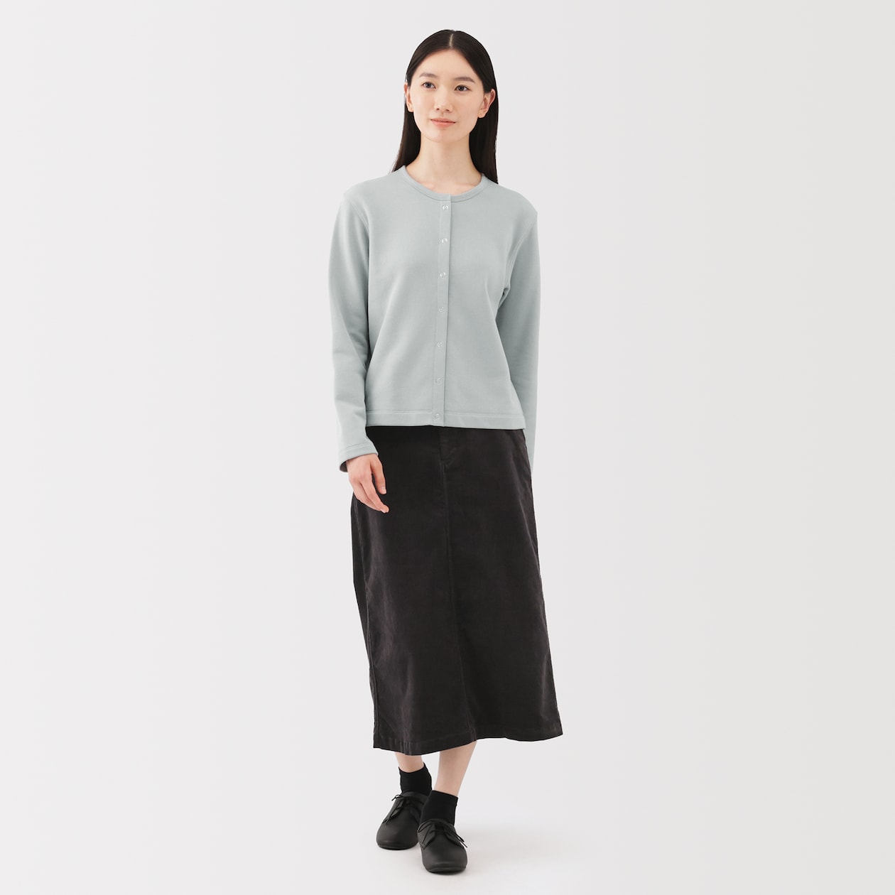 婦人　裏毛スウェットカーディガン