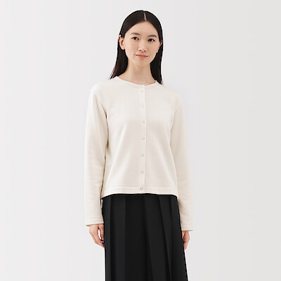 婦人　裏毛スウェットカーディガン