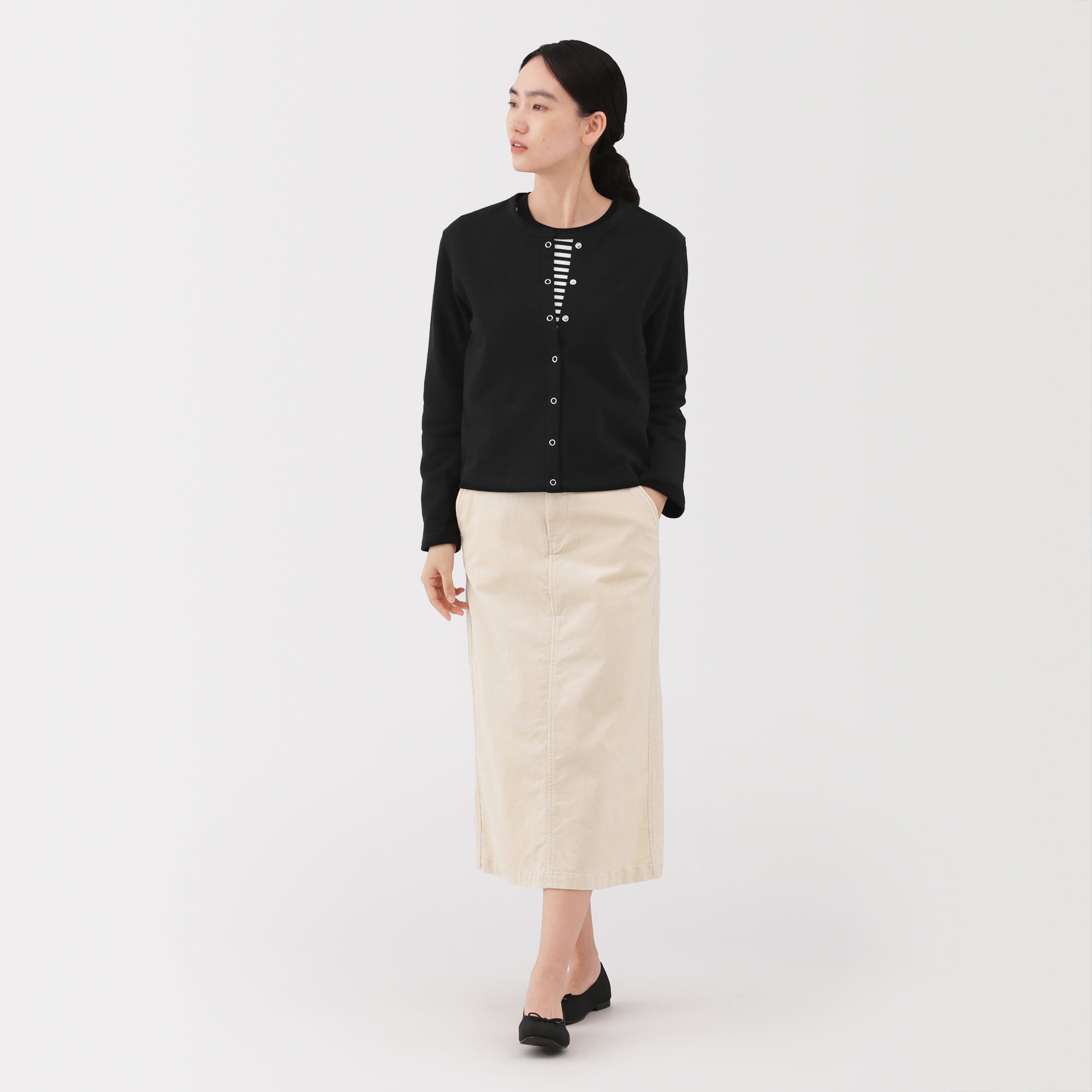 婦人　裏毛スウェットカーディガン