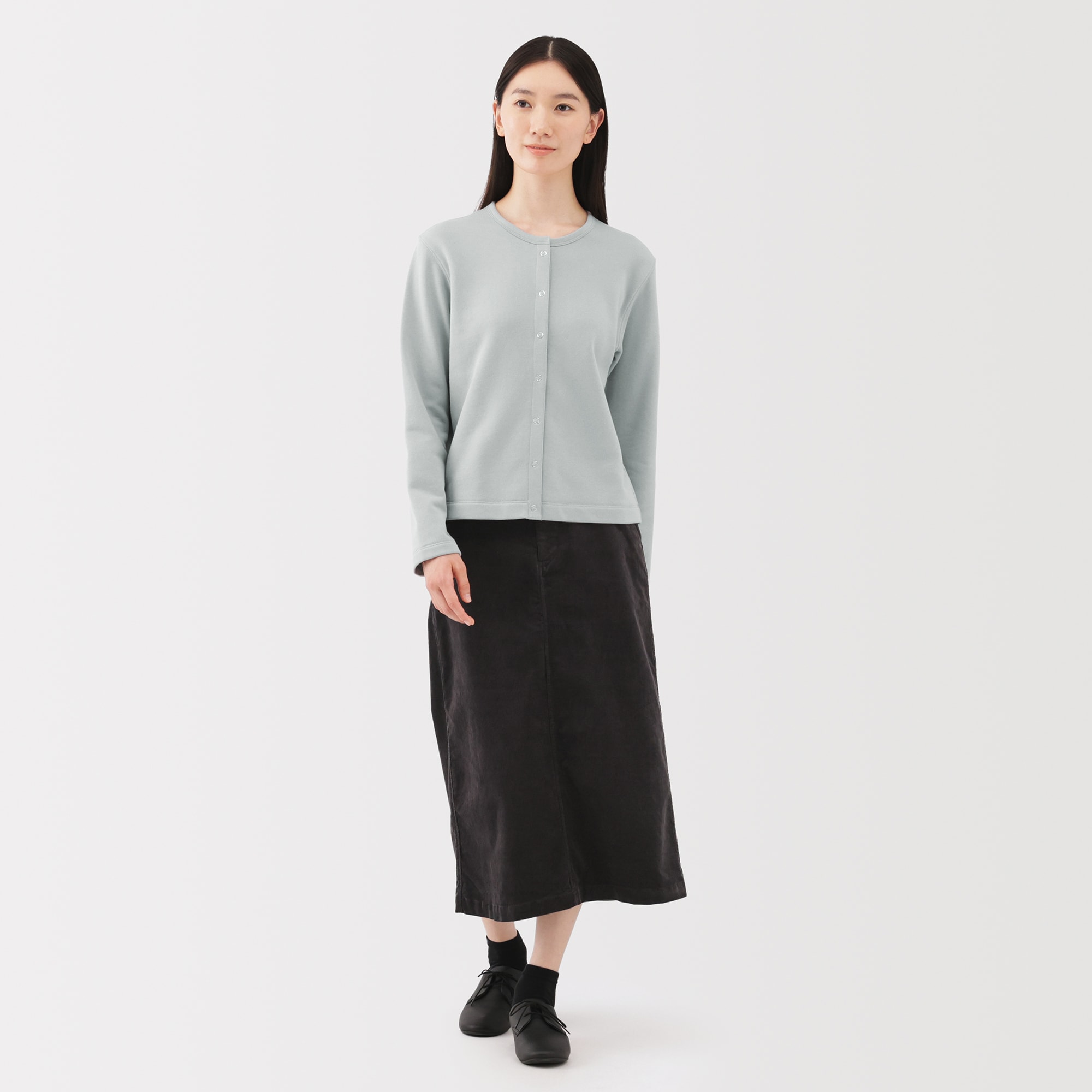 婦人　裏毛スウェットカーディガン