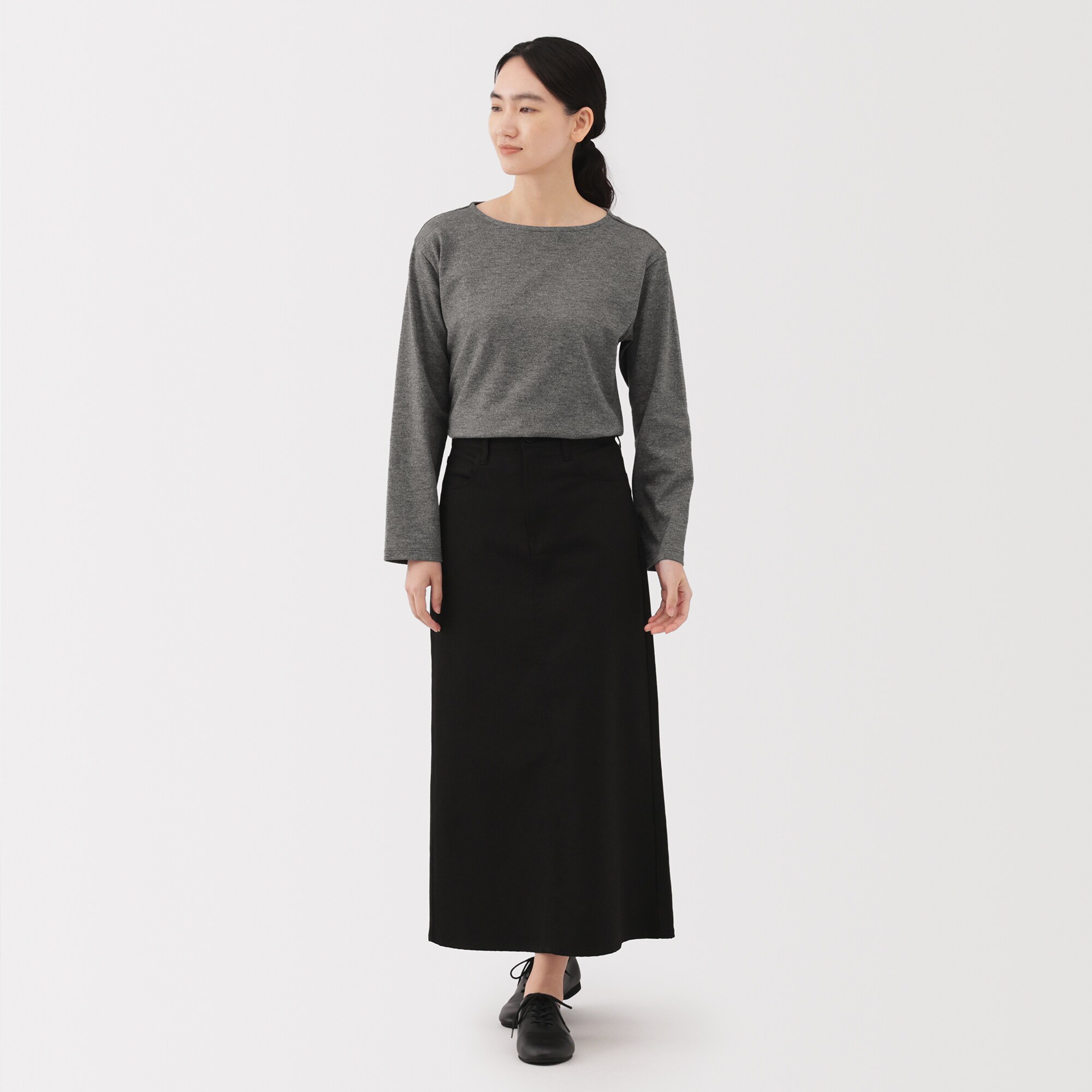 婦人　太番手ボートネック長袖Ｔシャツ