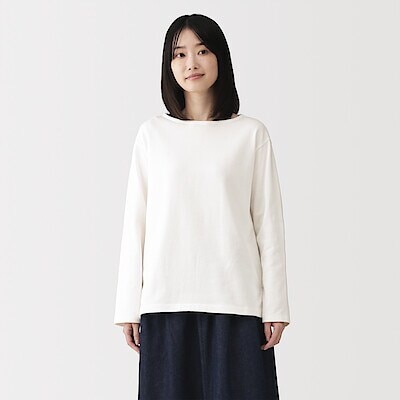 婦人　太番手ボートネック長袖Ｔシャツ